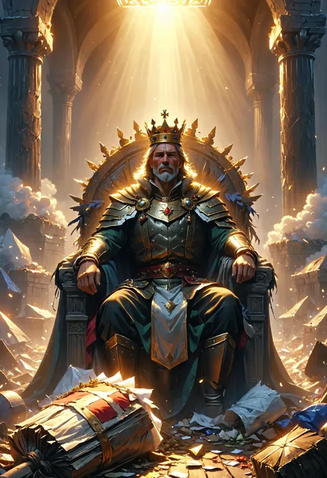 a picture taken from a video game of a king sitting on a throne