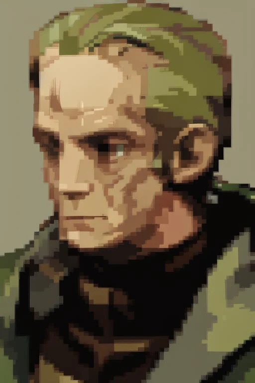 <lora:Final Fantasy Tactics Portraits V1:0.9> final_fantasy_tactics_portrait, pale orange background, no_nose, portrait, <lora:Frankenstein-10:0.85> frankenstein, man