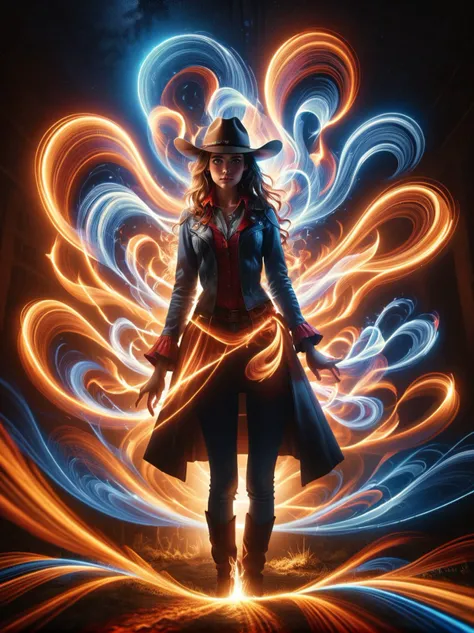 ral-exposure, masterpiece, best quality, light painting, (long exposure:1.2), dynamic streaks, luminous trails, vibrant colors, fluid movement, captivating patterns, creative experimentation,(1girl:1.2),(cowboy shot:1.2) <lora:ral-exposure-sdxl:1>