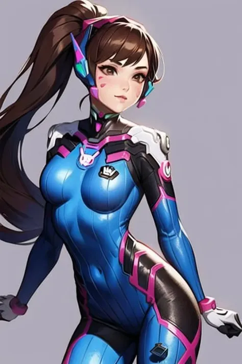 <lora:d.vav3:0.8>,  deeva \(overwatch 2 version\), d.va /(overwatch 2 /), 1girl, ponytail, long hair, solo,  standing,