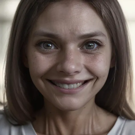 smiling woman with a white shirt and a white shirt on