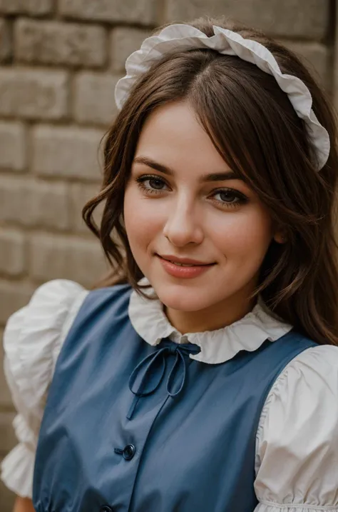 a closeup portrait of a playful maid...