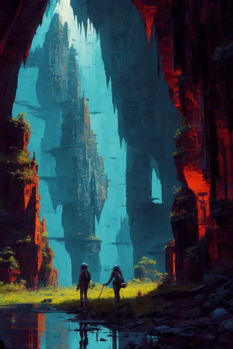 deep caves, caves of the universe. a beautiful digital painting by michael whelan and james gurney, trending on artstation, highly detailed, intricate, sci-fi, sharp focus, octane render. art by james gurney and laurie greasley. masterpiece. rendered in bl...