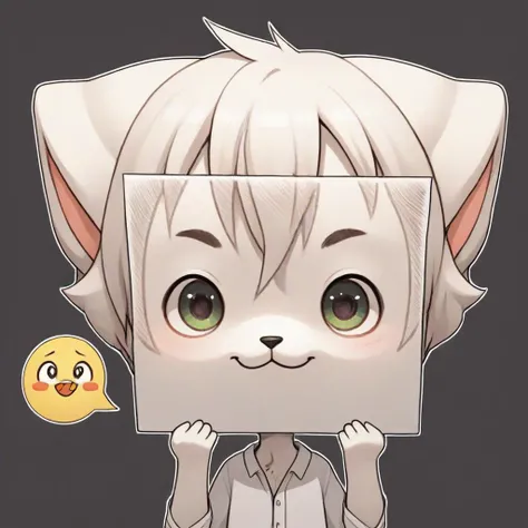 score_9, score_8_up, score_7_up, <lora:PaperLikeFacePony:0.8>
PaperLikeFace,1boy,:3,white fur,furry,holding paper with emoji face,ears,big eyes,big pupils