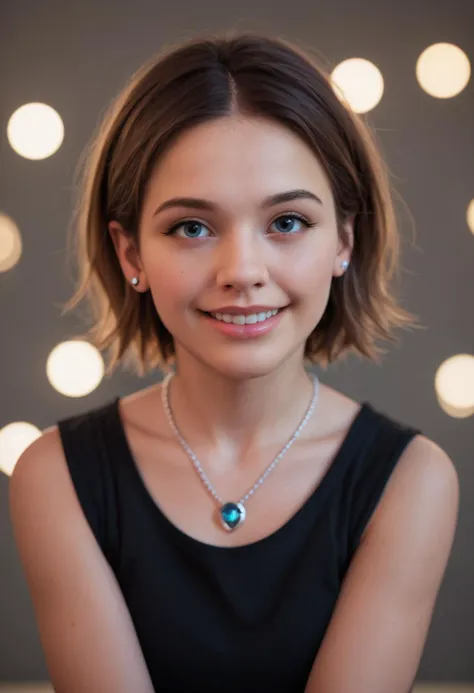 a woman with a necklace and a necklace on her neck