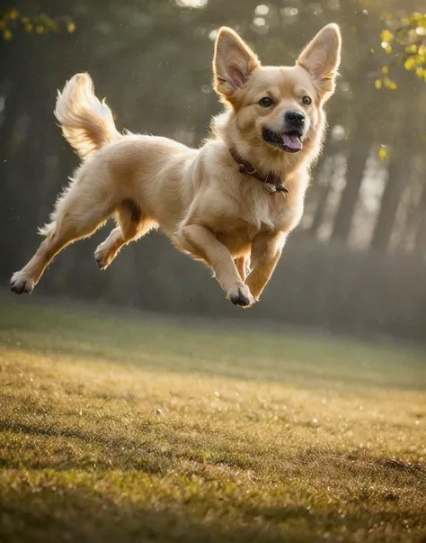 arafed dog jumping in the air with a frisbee in its mouth