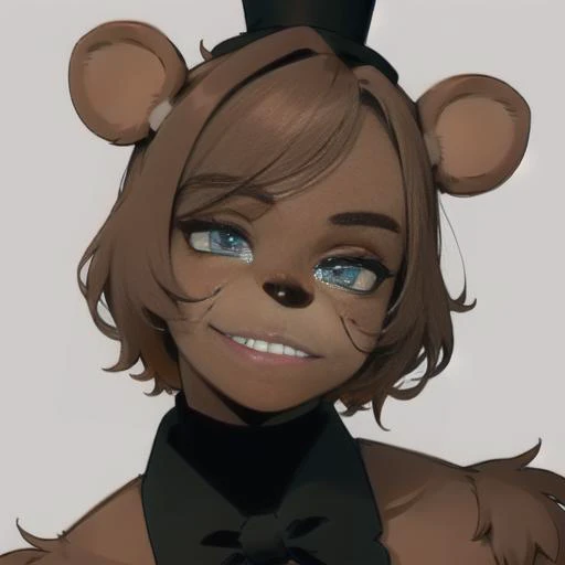 there is a cartoon picture of a girl with a bear costume