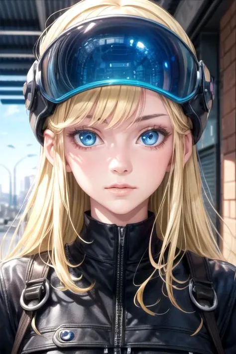 masterpiece, best quality, photorealistic, 1girl, solo, looking at viewer, upper body, , ligne claire, , <lora:chiko_shinmoto:0.68>, chiko_shinmoto, blonde hair, blue eyes, , science fiction soft science fiction, 32k resolution