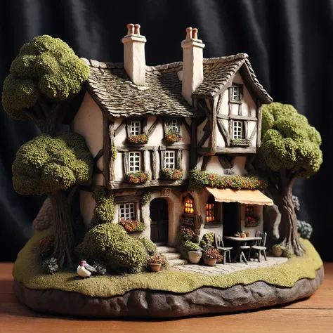 <lora:M1n14tur3_XL-000002:0.9>,photo of (M1n14tur3:1.1) ceramic sculpture of an cozy street,old French village in the mountains,mysterious atmosphere,magical glow,unique concept,colorfully vegetation,trees,birds,landscape architecture render,photo realisti...