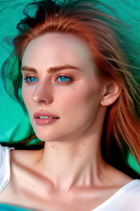 full color photo of skswoman lying in water, closeup,
 <lora:Deborah Ann WollV2:1>  <lora:Style-PsychedelicFluids-lawine:0.7>