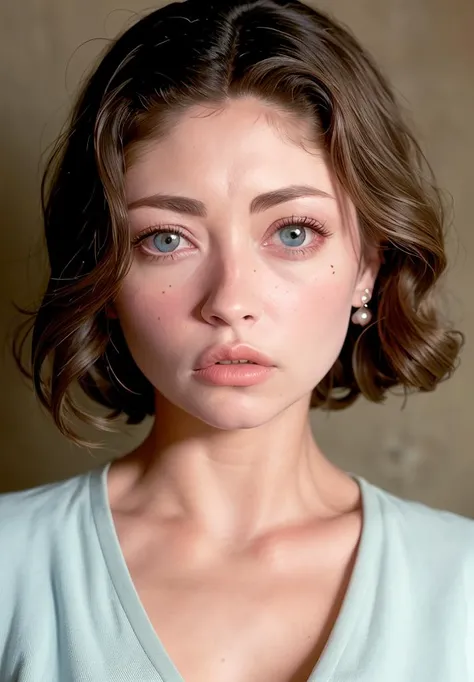 8k, RAW photo, best quality, masterpiece,realistic, photo-realistic
<lyco:rebeccagayheart_lycor_01-000004:1>, rebeccagayheart, 1girl, solo, earrings, jewelry, portrait, brown hair, parted lips, looking at viewer, mole, realistic, lips, mole under eye, blue...