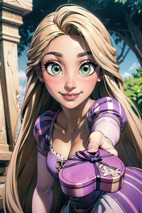 a close up of a cartoon girl with long blonde hair