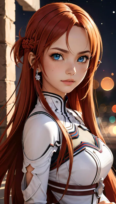 (best quality, masterpiece, colorful, dynamic angle, highest detailed) upper body photo, fashion photography of cute, intense long red hair, (Asuna Yuuki)(sword art online) <lora:asuna_(sao)_v1:0.6>,(ultrahigh resolution textures), in dynamic pose, bokeh, ...