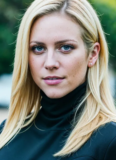 a stunning intricate full color portrait of (sks woman:1), wearing a black turtleneck, epic character composition, sharp focus, ...