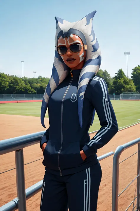 araffe in a star wars costume standing on a baseball field