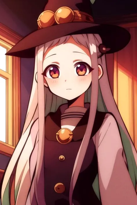 masterpiece, best quality, , 1girl, peach eyes, gray hair, witch costume, solo, looking at viewer, upper body, , , , Artificial intelligence, High resolution, <lora:hanako-kun_style:0.9>, hanako-kun_style