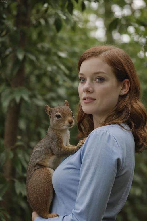 RAW photo of sks woman as a squirrel, 8k, highres, absurdres, sony a7, 50 mm, Award winning photo, <lora:locon_janelevy_v1_from_v1_64_32:1.2>