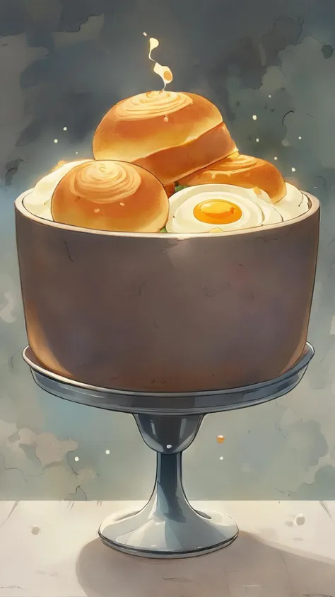 there is a cake with a bunch of buns on top of it