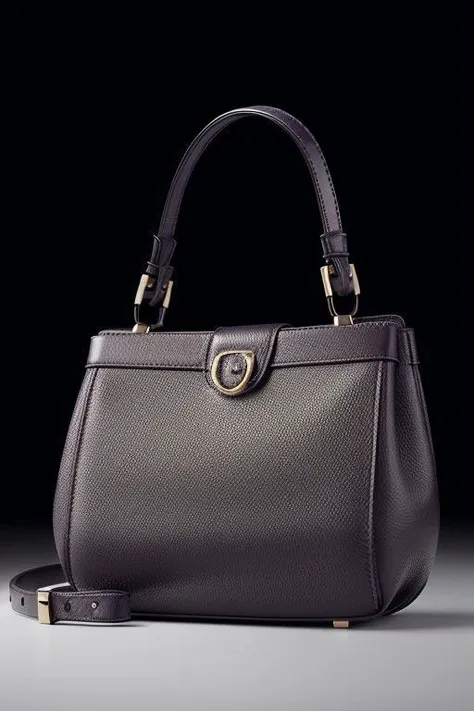 product photography of Salvatore Ferragamo gancini handbag, dynamic lighting, simple background, craftsmanship