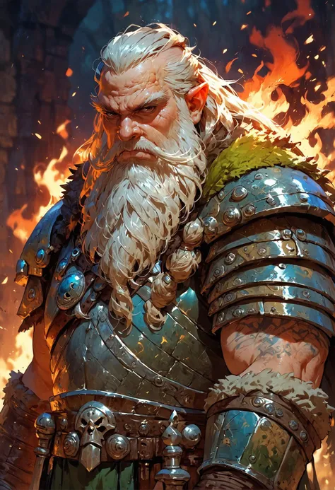 score_9, score_8_up, score_7_up, score_6_up, score_5_up, score_4_up,<lora:Fant5yP0ny:0.8>, 1boy, dwarf, long beard, old, armored, serious, solo, in a forge, fire aura,fantasy,solo focus,epic