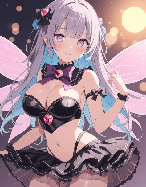 animation screencap, awesome top artist illustration, gravure beautiful poses, (kawaii:1.2), sailor leotard magical girl, large breasts, vtuber, yumekawa pastel color tone and manner, textile shading colorfull pastel sweet gothic fashion, see-through skirt...