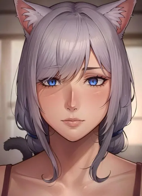 ((best quality)), ((highly detailed)), masterpiece, extremely detailed face, beautiful face, (detailed eyes, deep eyes), (1girl), cowboy shot, cat girl, cat ears, cat tail, :3, <lora:slit-pupils:1>, snake eyes, <lora:AsuraV1:.85>