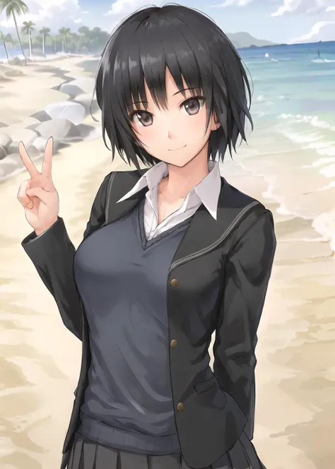 (masterpiece, best quality,extreme detailed beautiful eyes), best illumination, perfect lighting, (1 girl, solo,day, beach:1.3),<lora:nanasaki_lycoris_bf16:0.6> ,nanasakiai,nanasaki_ai,
(upper body,dynamic angle,dynamic pose,smile,shiny_eyes:1.2),(long_sle...