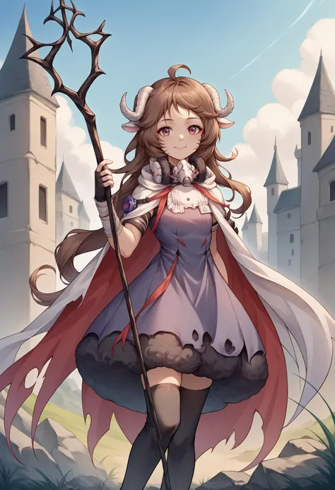 a woman in a dress holding a scythe and a scythe