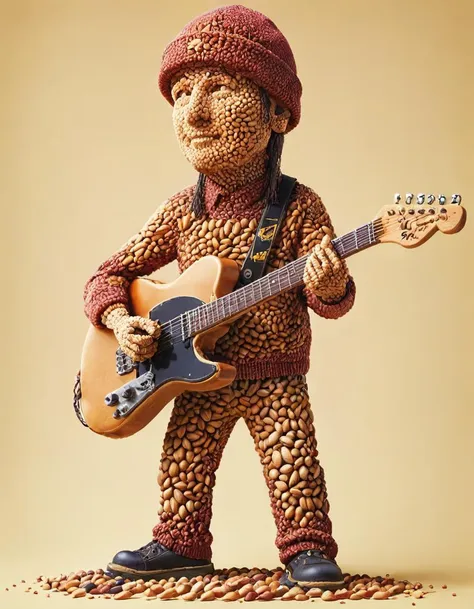 a close up of a figurine of a man with a guitar