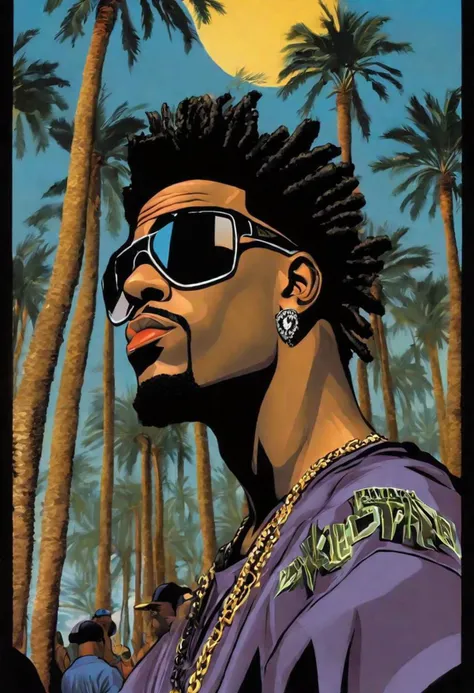 a cartoon picture of a man with sunglasses and a chain around his neck