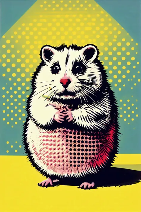 stuffed hamster, pop art  <lora:pop_art_v2:1>