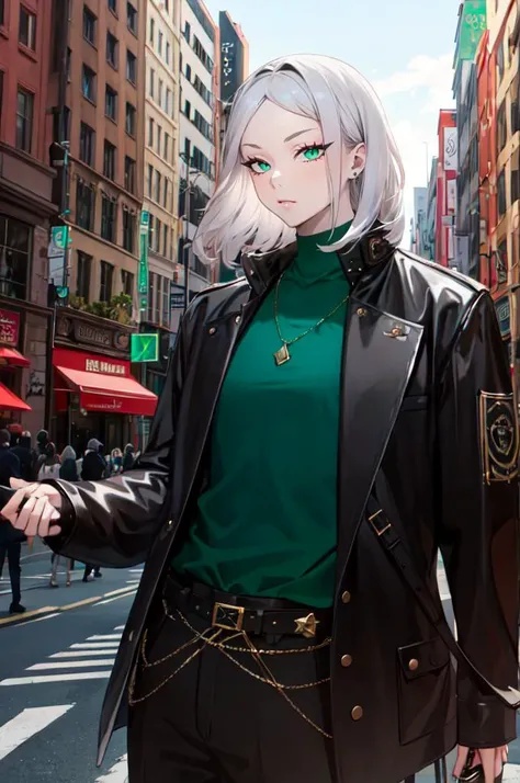 solo, <lora:ohisashiburi v2.0:0.7>, absurdres, ultra detailed, masterpiece, best quality, aesthetic, detailed,, solo, 1boy, teal eyes, <lora:Tsurime3:1>, (tsurime:1.2), parted bangs, white hair, medium hair, straight hair, shoulder-length hair, male focus,...