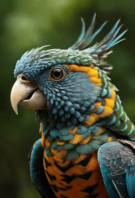 araffy parrot with a blue and yellow body and a green head