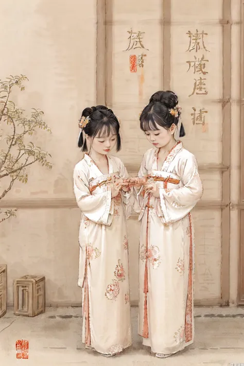 high quality,gushu,6+girls are playing in a chinese painting style,hanfu,<lora:tangStyle5:0.4>,