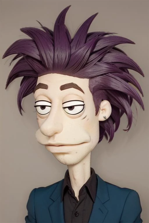 <lora:Stu Pickles - V11:0.7> stu_pickles, dark blue hair, short messy hair, stubble, black eyes, light skin, photorealistic, realism,  <lora:Puppet:1> puppet