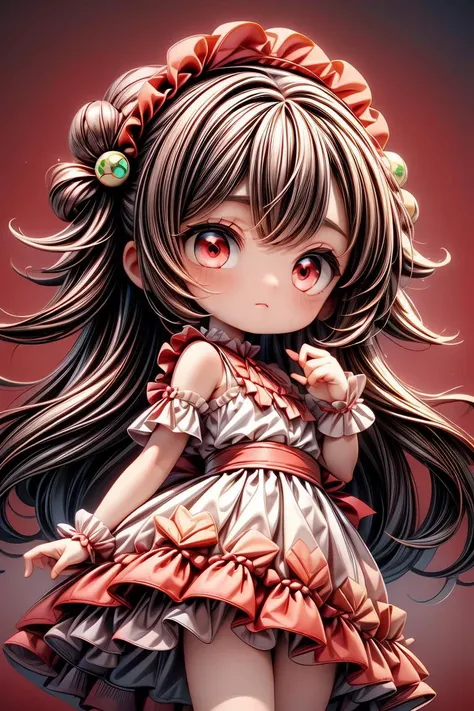 (red theme,red_background:1.3),masterpiece,best_quality,professional_artwork,1girl,doll-like,cute,kawaii,petite,closed_mouth,long_hair,white_hair,dress_shirt,red_skirt,shoulder_sash,dark_red_eyes,+_+,multicolored_eyes,((Immersive)), ((Vibrant)), ((Elegant)...