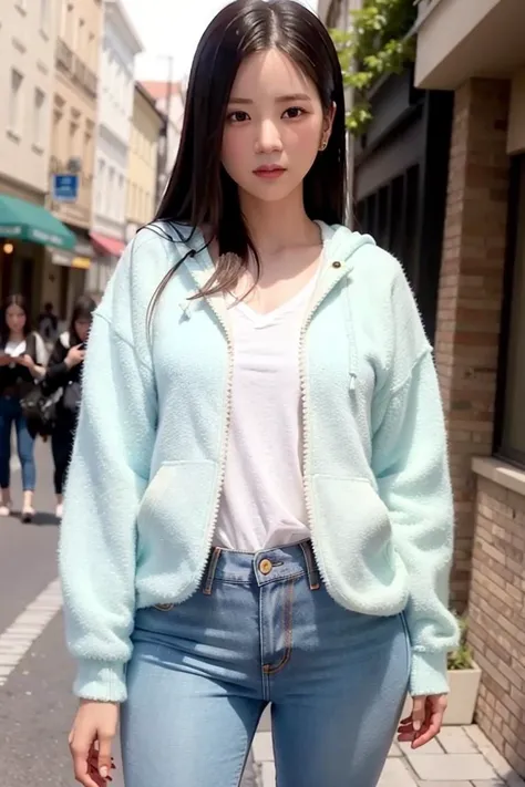 apinkchorong, woman, urban, streets, (day:1.1), RAW,(8k, best quality, masterpiece:1.2),(intricate details:1.4),(photorealistic:1.4),octane render, complex 3d render ultra detailed, studio soft light, rim light, vibrant details, ultra detailed, realistic s...