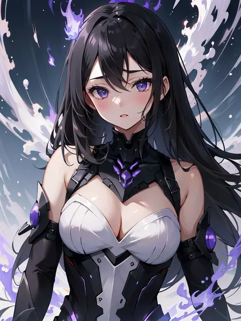 ((masterpiece)), ((best quality)), 8k, high detailed, ultra-detailed, 1girl, purple fire
