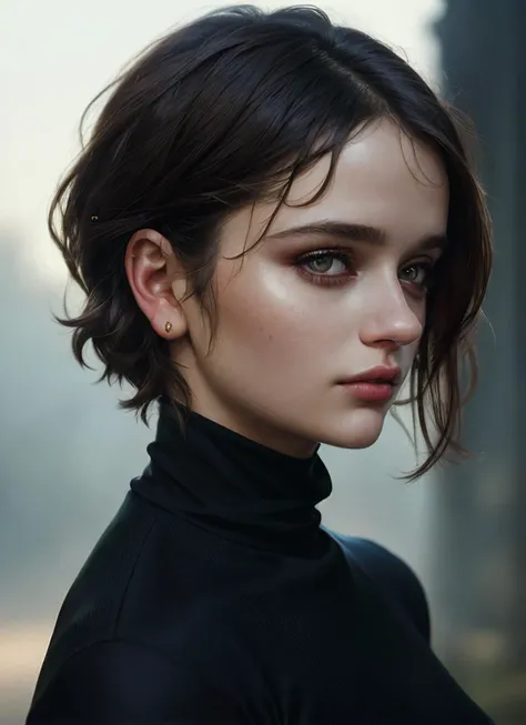 A stunning intricate full color portrait of (sks woman:1), wearing a black turtleneck, epic character composition, by ilya kuvshinov, alessio albi, nina masic, sharp focus, natural lighting, subsurface scattering, f2, 35mm, film grain, <lora:locon_joeyking...