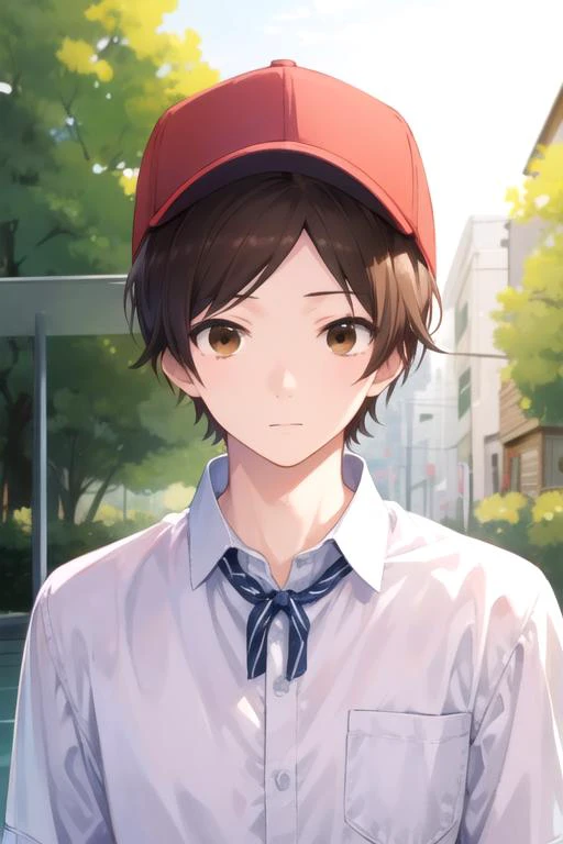 masterpiece, best quality, illustration, 1boy, solo, male focus, looking at viewer, upper body, depth of field, , realistic, <lora:keiichi_katakura:0.66>, keiichi_katakura, brown hair, brown eyes, , snapback, fairytale,