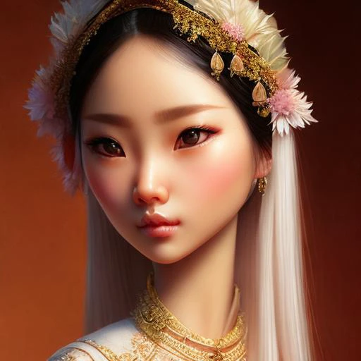 art by DollsMarinaBychkova-6500, a chinese princess, high detailed skin, hyperrealistic, saturated, sharp focus, in the painting style of Daniel Ridgway Knight, Anders Zorn, James Tissot, Jeremy Lipking, Marc Simonetti, Peter Paul Rubens, Rembrandt, Ryan P...