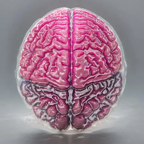 a close up of a pink brain model on a table