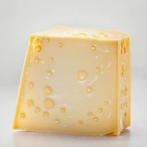 a close up of a piece of cheese with holes on it