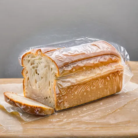 there is a loaf of bread that is wrapped in plastic