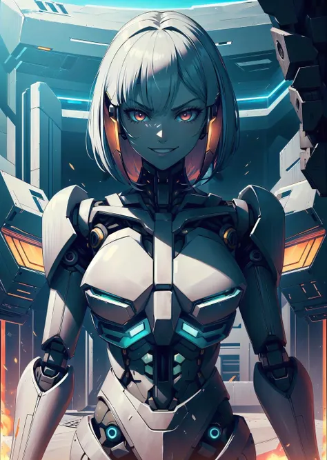 (1girl, multicolored hair absurdly long hair pixie cut, robot eyes, evil determined crazy smile) (digital) (in detailed cave, Lace, glowing neon green bionic spine vertebrae ribs) , best quality, brutaltech,  <lora:BrutalistTech-20:0.9>