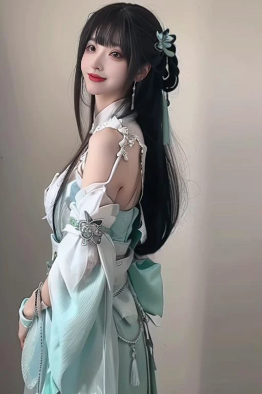 ltra-detailed,highly detailed,best quality,masterpiece,illustration,realistic,photorealistic,
zhuxianbiyao, 1girl, solo, cosplay, 
hanfu, jewelry, cowboy shot, 
looking at viewer, light smile, 
<lora:zhuxianbiyao_v1_07:0.6> <lora:zhizhizi_v1_03:0.7>