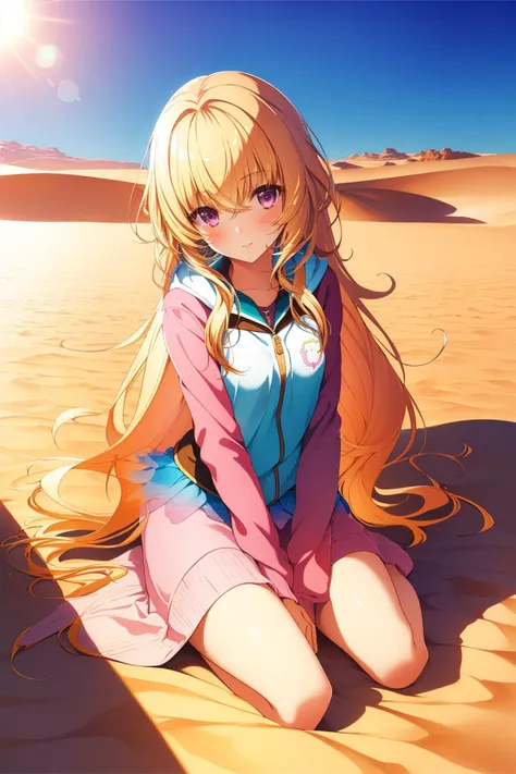 a woman sitting on the ground in a desert area