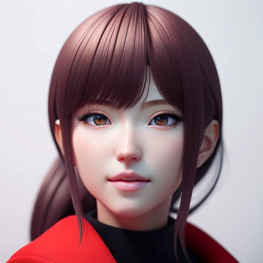 A gorgeous anime realistic 3d woman portrait