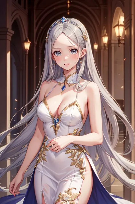 <lora:CabaretDress_v1:0.5> Cabaret_Dress,, ultra detailed, masterpiece, best quality, aesthetic, detailed,, serious, 1girl, (white eyes:1.1), (grey eyes:1.3), white hair, very long hair, parted hair, parted bangs, <lora:parted_hair_v1.3:1.3>, medium breast...