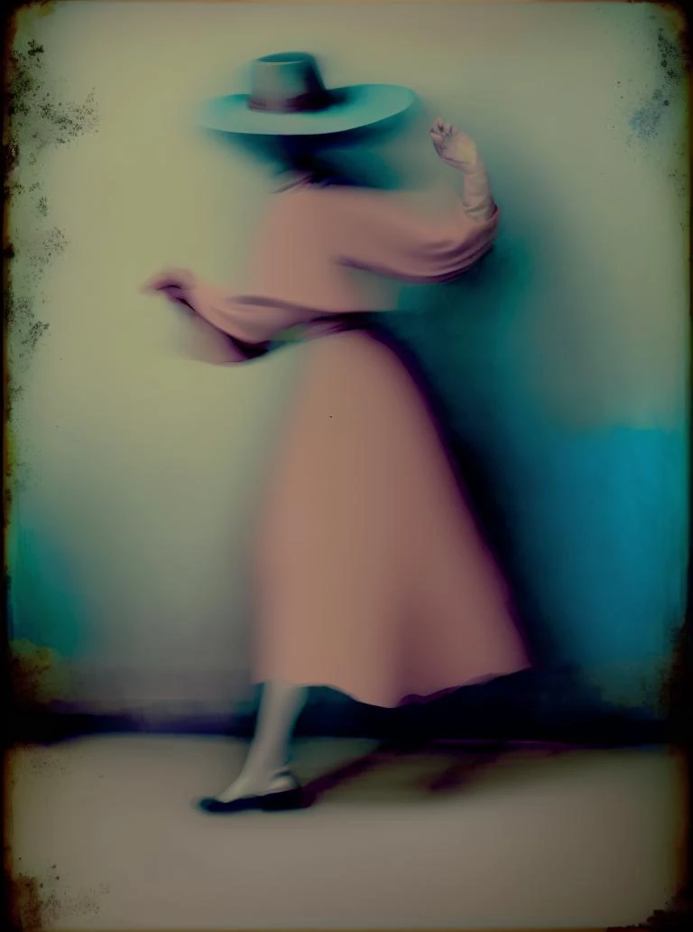 arafed image of a woman in a pink dress and hat